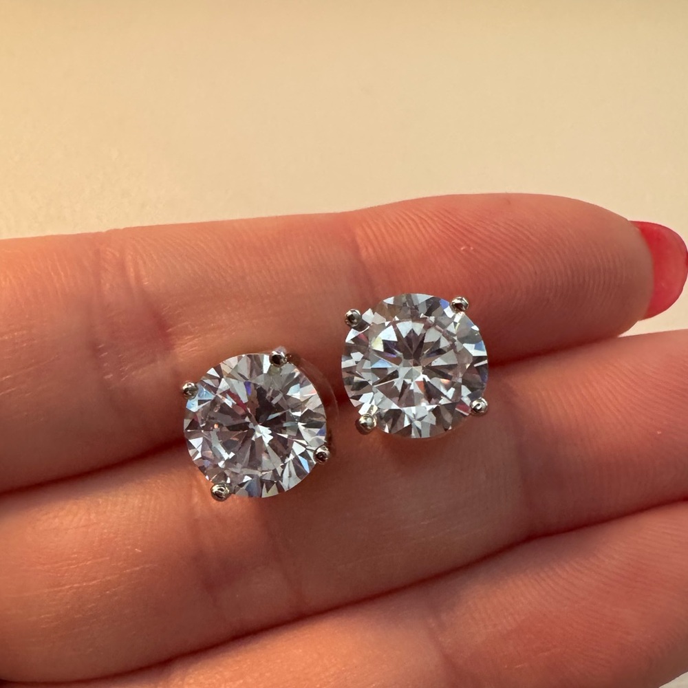 White Gold Plated Brilliant Cut CZ Earrings